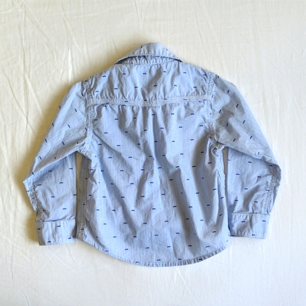gingersnaps moustache print button down dress shirt 12 months baby boy - Picture 7 of 7